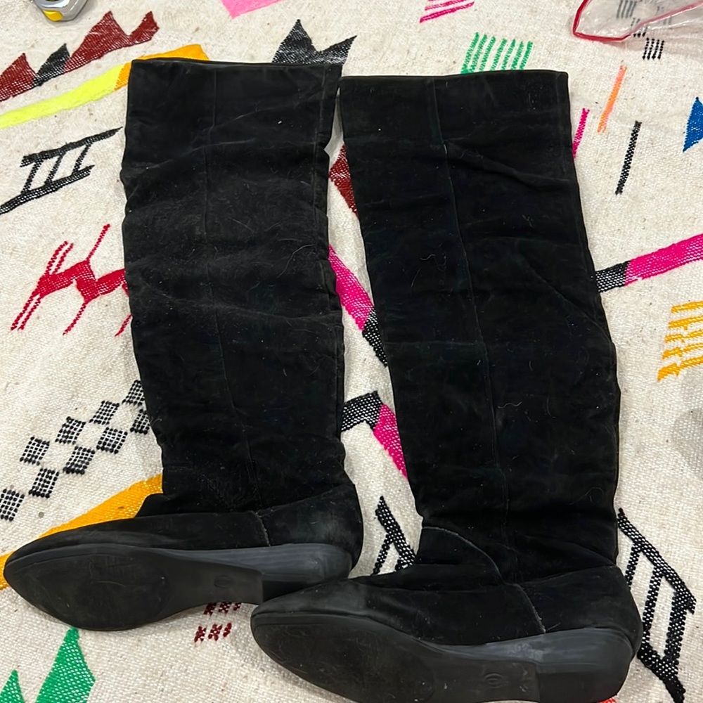 Black thigh high slouch boots